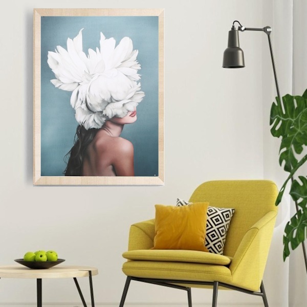 40x60cm Fjäder och flickfigur Modern stil Canvasmålning Väggkonst Bild Vardagsrumsdekor