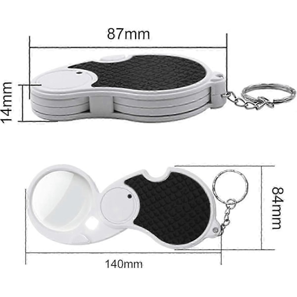 1 x 5-rums LED Lup - Håndholdt Lup - Bærbar Lup - HD Lup med 45mm Diameter Flip Linse_SZXM