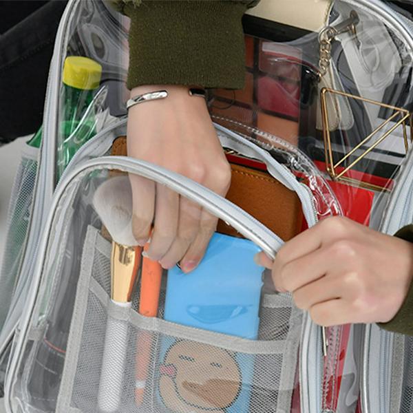 Läpinäkyvä vedenpitävä PVC-reppu opiskelijoille, tilava matkustusreppu kouluun
