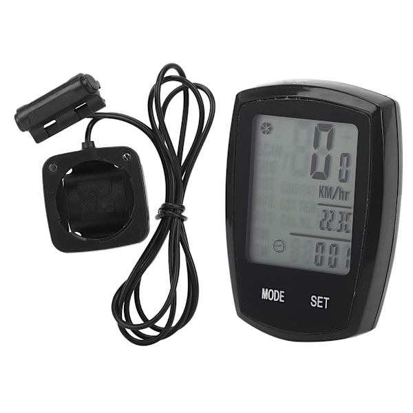 PVC Black Luminous Touching Screen Cykelcomputer Engelsk Cykel Speedometer CykeltilbehørSort Kabelført