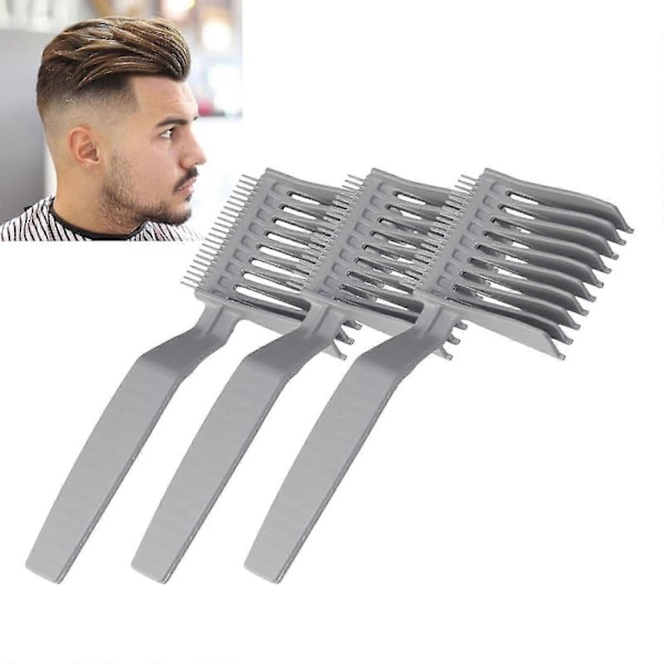 Blend Friend Fade Comb, ammattimainen hiustenleikkuukampa kotiin, salonkiin tai ammattikäyttöön - JRZD harmaa 3 kpl