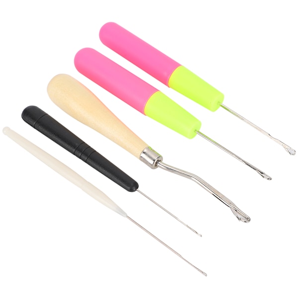 5 st/set spärrhake verktyg böjd tunga virknål kit DIY tillbehör för stickning