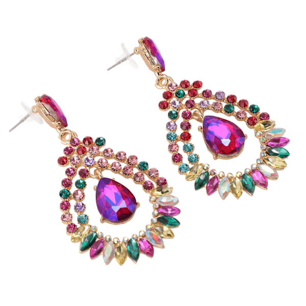 Vanndråpe Rhinestone Hengeøredobber Elegant Legering Glitrende Rhinestone Dangle Øredobber for Bryllup Midten KC Gull