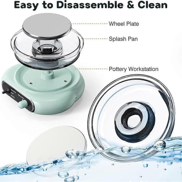 Mini Pottery Wheel Kit - Electric Clay Wheel with Foot Pedal, Adjustable Speed Ceramic Making Machine EU Plug