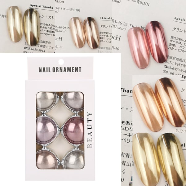 Nagel spegelpulver glitter pigment nagelkonstpulver färgglada DIY manikyr dekorationer