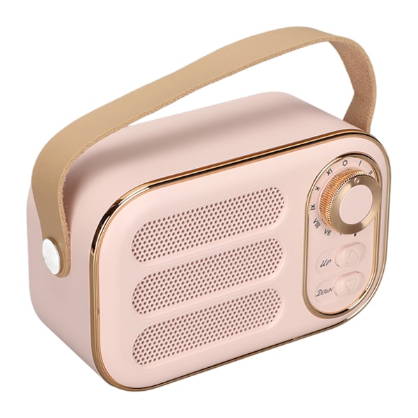 Bluetooth-kaiutin, stereo HiFi -ääni, USB-lataus, retro, kannettava langaton kaiutin kotiin ja matkoille, vaaleanpunainen