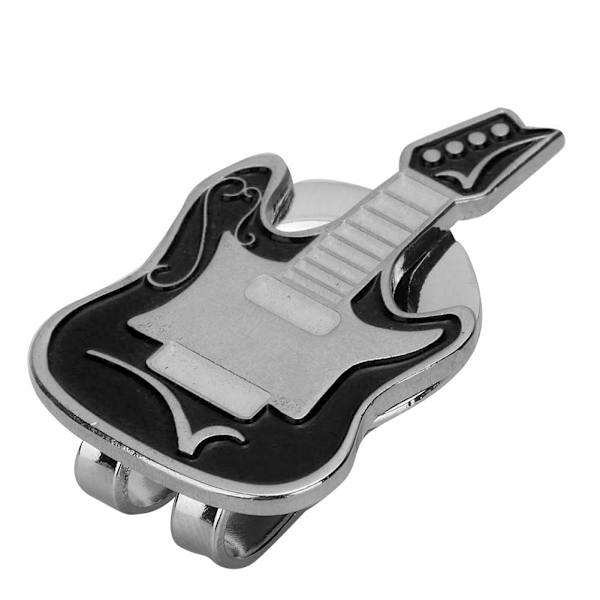 Metallisk magnetisk golfkeps hatt visir klämma bollmarkör tillbehör (svart gitarr)
