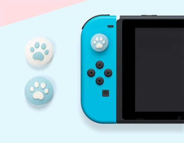 4 stk. (Pink med blå) - Smart Thumb Grip Caps til Nintendo