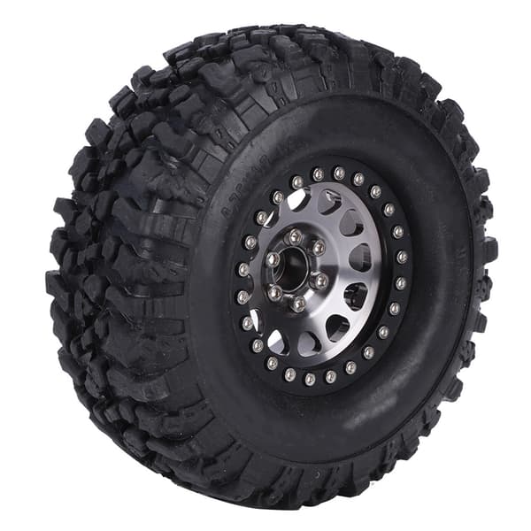 4 stk. RC Universal Crawler Gummidæk Metal Fælg RC Biltilbehør Titaniumfarve