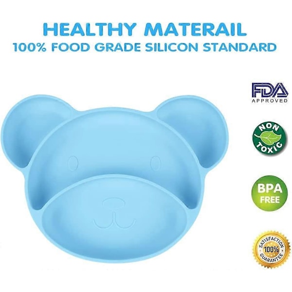 Dww-2 st Assiette Ventouse för Bebis, Silikon Bebis Servis BPA-fri Sugproppstallrik för Diskmaskin och Mikrovågsugn, Sugpropp med Halkskydd