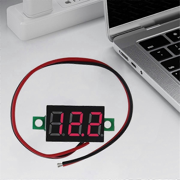 10 stk. 2 ledninger Mini Digital Voltmeter DC 2.5V-40V Digital Spenning Foto Color32
