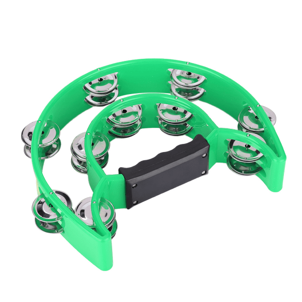Double Row Jingles Handbell Tambourine Percussion Musical Instrument (Grøn)