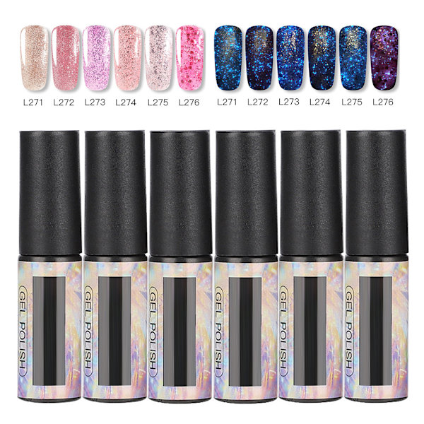6st Nattljus UV Nail Art Gel Polish Långvarig Nagelmanikyr Soak Off GelTyp A