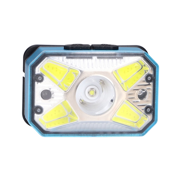 LED-strålkastare för utomhusbruk COB-induktionsstrålkastare USB-laddningshuvudficklampa för nattlöpningBlå