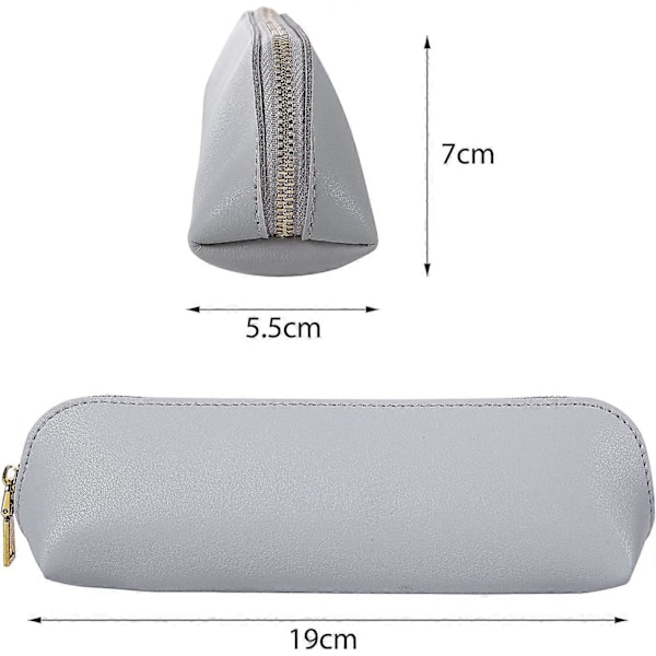 Pennfodral i Läder Slim Design Penna Väska med Metallisk Dragkedja Fickstorlek för Student Kontor Högskola Mellanstadiet