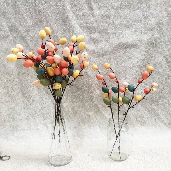 Påskäggsträd Dekorationer Färgglada Påskägg Ornament Påskägg Gren Blomsterplock för Vas Gräsmatta Blomkruka Dekoration