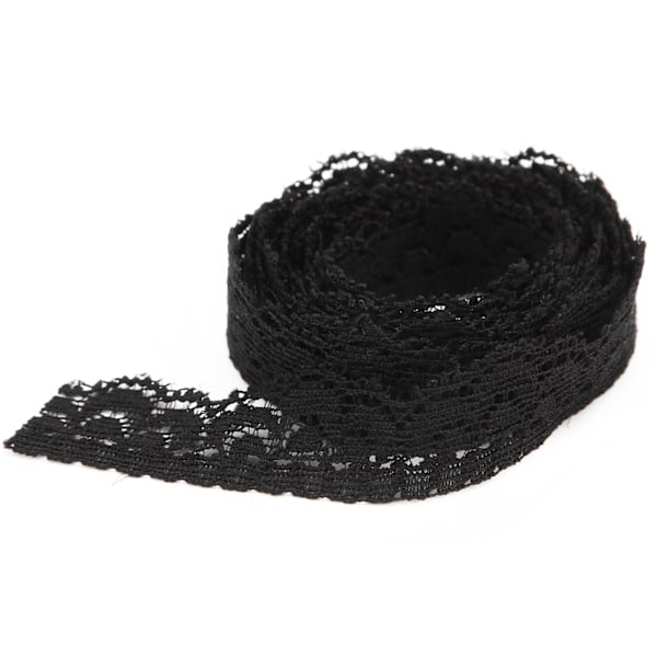 Svart spetsband 10 yards 0,59 tum brett stretchigt elastiskt bekvämt blommönster spetskant för dekorationer sömnad DIY