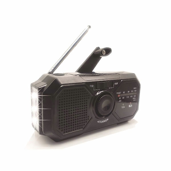 Kannettava käsikampi-radio aurinkoenergialla Toimiva radio AM/FM Dynamo-radio USB-C 2500mAh Ladattava LED-taskulampulla SOS-hälytys Kompassi Pieni radio ulkoiluun