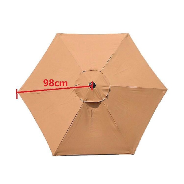 Erstatningstrekk for parasoll - 6 ribber - Diameter 2m - Vanntett - UV-beskyttelse - Erstatningsstoff - Khaki (farge)