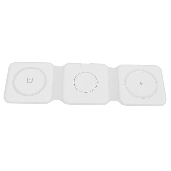 3 i 1 trådløs lader for iPhone magnetisk sammenleggbar 3 i 1 ladestasjon reiselader for flere enheter hvit