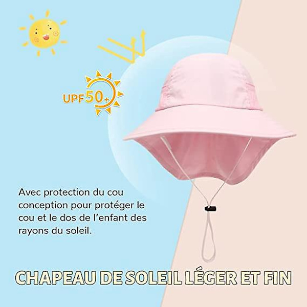 Babyflicka solhatt, storlek S (46-50 cm), barnskydd andningsbar hinkhatt, strandhatt för 0-2 år gammal