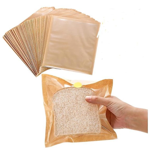 Genomskinliga brödpåsar i papper - 100-pack (17,8x19,1cm) - Fönster, klistermärken - Perfekt för kakor, bakverk, munkar, bakverk, presenter