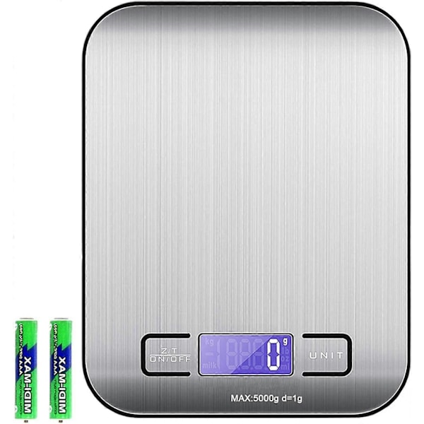 Digitale elektroniske vekter, digital vekt 5KG med LCD-display, ultratynne digitale vekter laget av stål