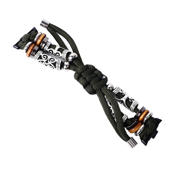 Flätat Loop-armband för Mi Band 8pro Justerbart Snyggt Pärlar Andningsbart Loop-rem Vävt Armband för Män Kvinnor OD Grön