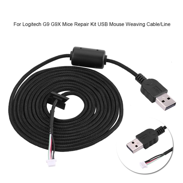 2 meter USB muslinjekabelbyte Reparationstillbehör för Logitech G9/G9X Game Mouse