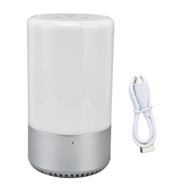 LED nattlampa Smart Touch-lampa RGB Färgglad 2,4 GHz Trådlös Bluetooth-högtalare Bordslampa Silver