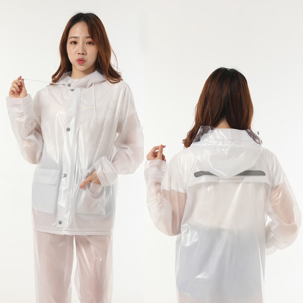 Waterproof Split Rain Suit Outdoor Cycling Breathable Raincoat Rainpants Kit for Men and Women White L