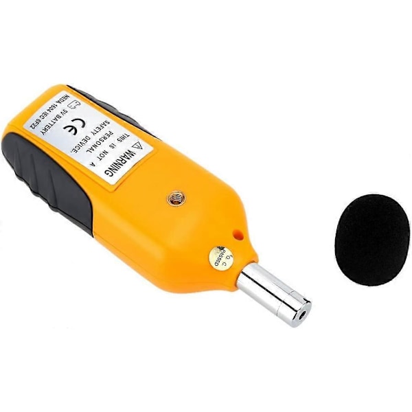 30-130dBA Lydnivåmåler, Profesjonell Desibelmåler med Bakgrunnsbelyst Display (9V Batteri Inkludert)