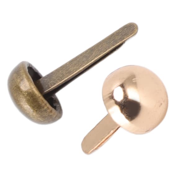 200 stk. mini-splinter 8 mm rundt hode DIY håndverk galvaniseringsprosess lys gull bronse messingfester for punkboks-pakke
