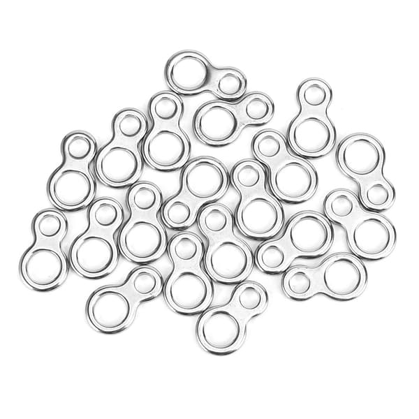 20 STK/pose rotationsforbinder Dobbelt huller Jernplade Bådfiskeri Fuld kerne ring grej L