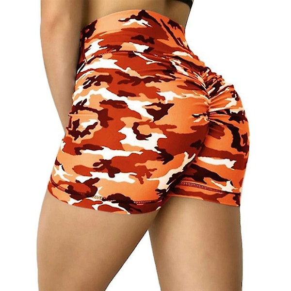 2022 Uudet naisten camo-shortsit kesäkuntoon ja juoksuun S oranssi
