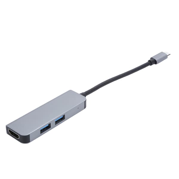 Multifunksjonell Type C Hub HDMI 2x USB3.0 Utgangsadapter Dockingstasjon Aluminiumslegering