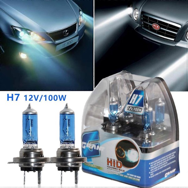 Super White 5000K 12V 100W H7 Halogeenipolttimo ajovaloon