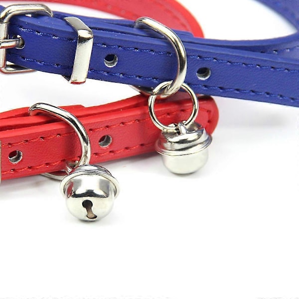 Svarta läderhalsband för katter, valpar, justerbara 20-27 cm