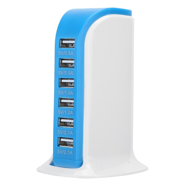 US-stik 100‑240V 6-ports USB-oplader bærbar 30W strømadapter passer til IOS/Samsung