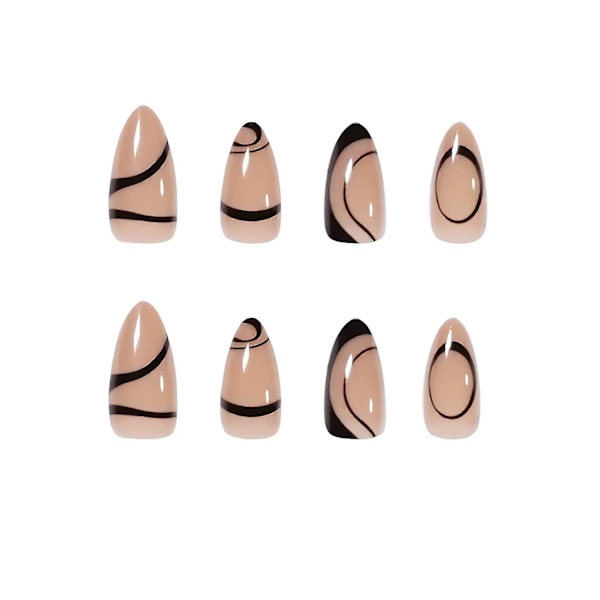 Hvide Glitter Franske Manicure Falske Negle - Medium Dækning