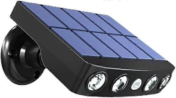 LED Solar Flomlys Bevegelsessensor Sikkerhetsspot Vegg Gate Gård Utendørs Terrasselampe (Svart-Hvitt Lys)