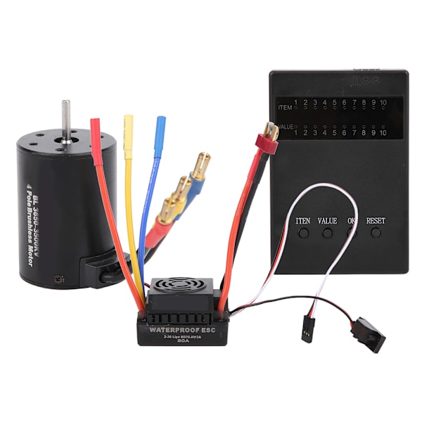3650 3500KV Harjaton Moottori Ohjelmakortti 60A ESC Vedenpitävällä BEC:llä 1/10 RC Autoon