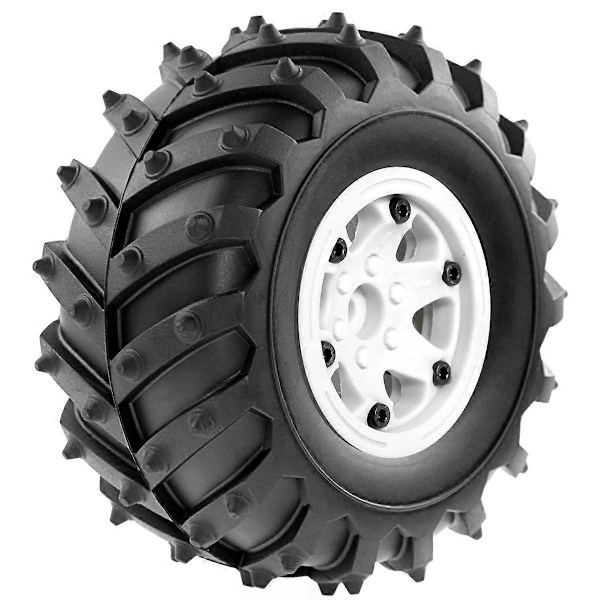 4 stk. 128 mm 1/10-Monster Beadlock Felg Gummidekksett Hvit