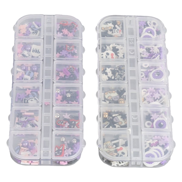 2 Box Salon 3D Skull Kuvio Nail Art Viipaletta Savia Halloween Nail Art Paljetteja Juhlakoristeet naisille