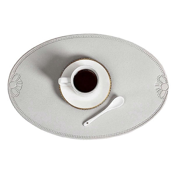 Retro PU Dækkeserviet Europæisk Fransk Stil Oval Isolering Måtte Hjem G