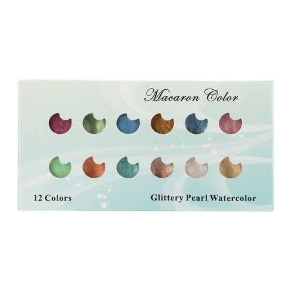 Glitter akvarellmaling Solid Packing Metal Macaron Color Art Painting Pearlescent akvarellmaling