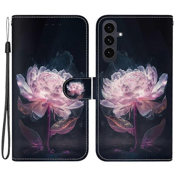Compatible Wallet Case for Samsung Galaxy S25 FE, Anti-Drop Pattern Print Leather Flip Case with Strap Plum