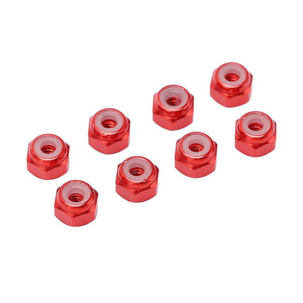 8 stk. låsemutter i aluminiumlegering med nylonfôr M2 sekskant låsemutter for Axial Scx24 1/24 RC-modeller rød