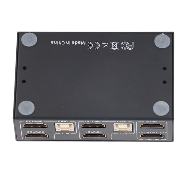 2-ports KVM-switch med dobbelt HD Multimedia Interface 4K 30Hz til 2 computere, del USB-tastatur, mus og skærm, KVM-konverter