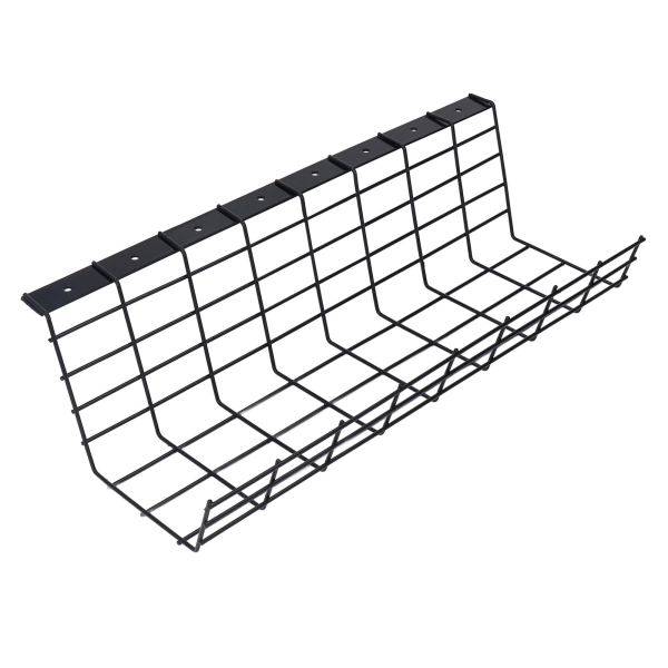Under Skrivbord Kabel Organizer Multifunktion svart beläggning Kabelhanteringsbricka för hemmakontor